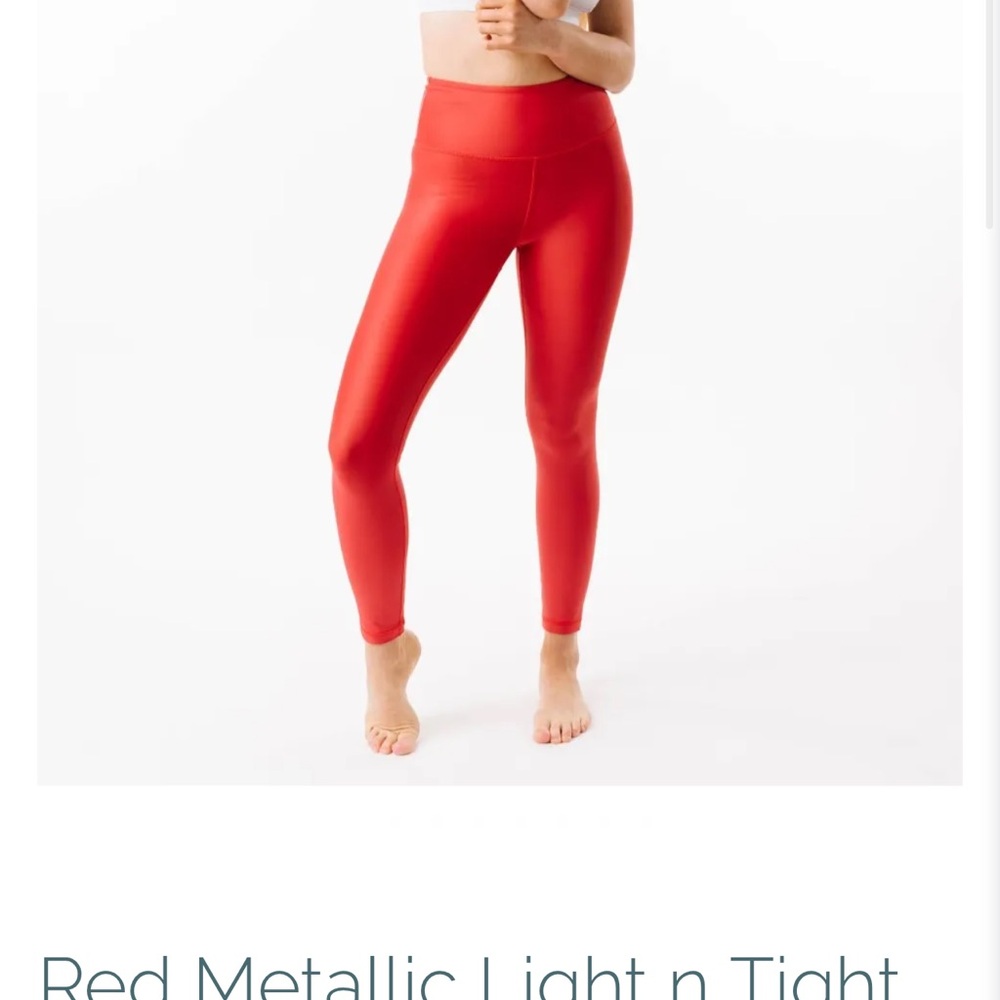 Red Metallic High-Waisted Leggings